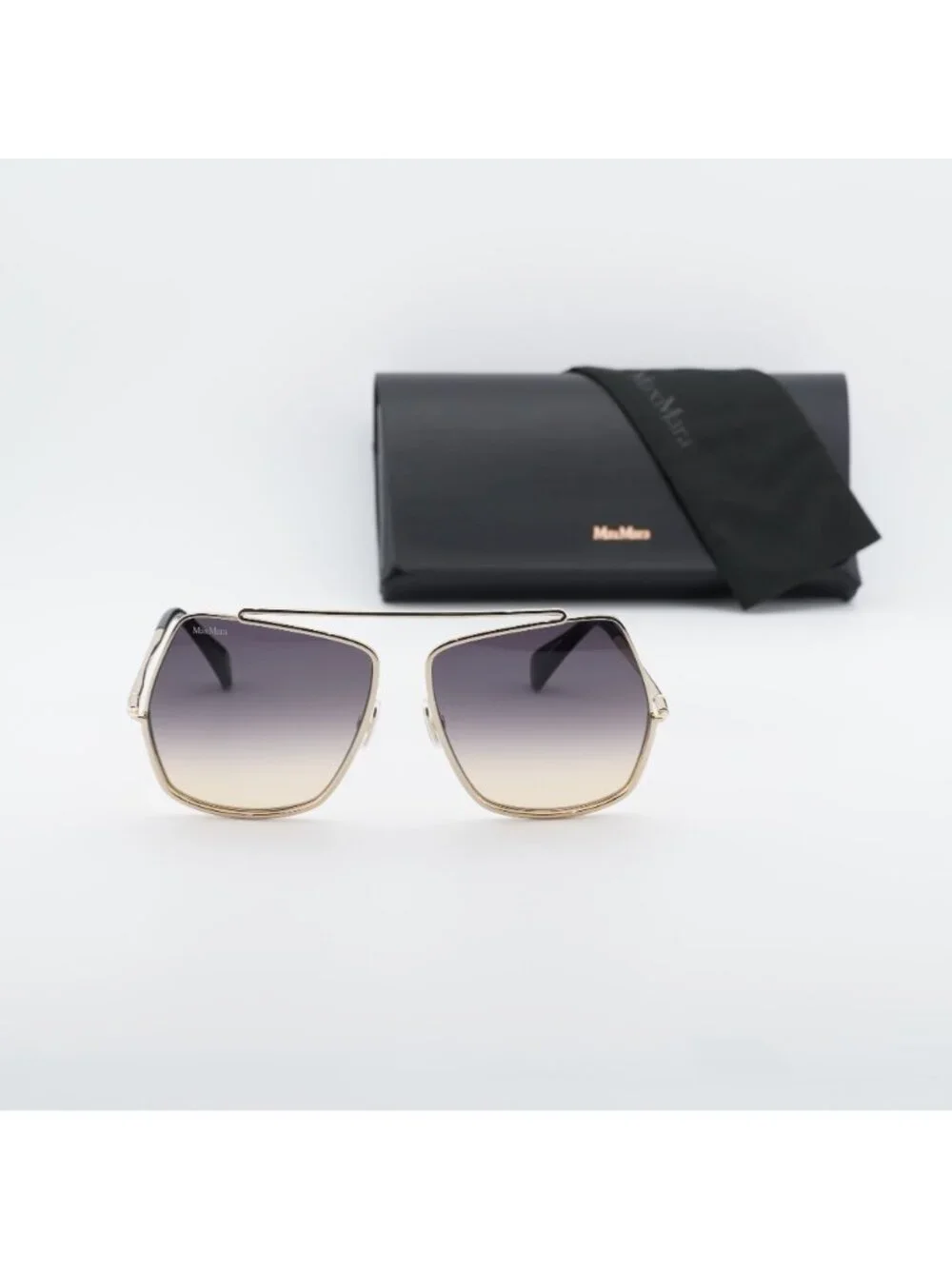 Max Mara MM0102 32B Butterfly Sunglasses - Gold / Smoke Gradient